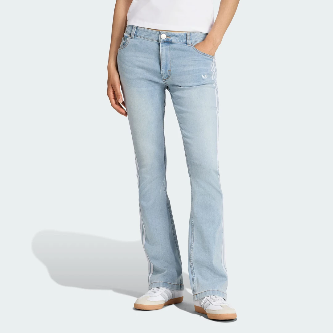 adidas阿迪三叶草秋女子SLIM DENIM牛仔修身运动喇叭裤KE9801