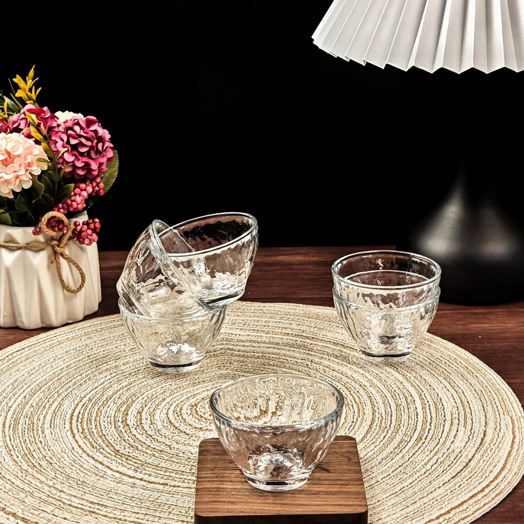 75ml网红简约中国风透明水波纹玻璃茶杯杯子六只装套装加厚家用