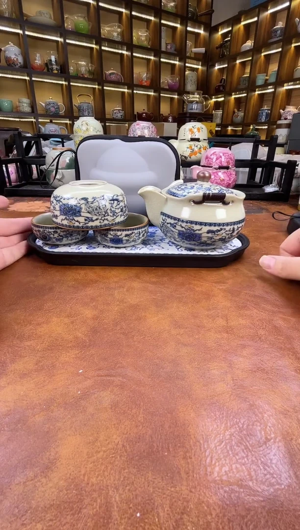 瓷片黄汝青花宝瓶旅行+长方青花盘