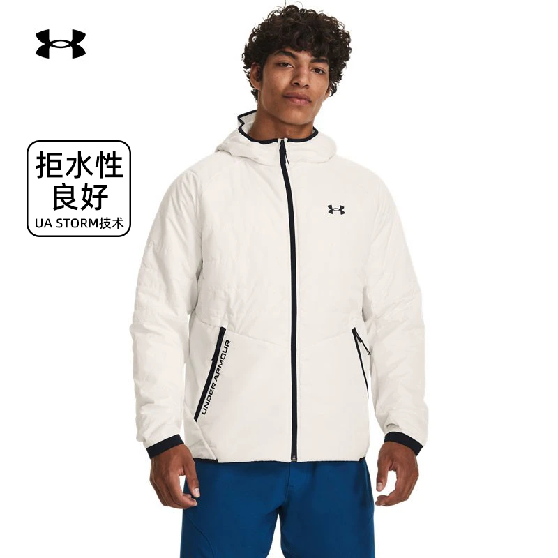 安德玛男子外套Storm高尔夫保暖棉服户外休闲服连帽 软壳运动夹克