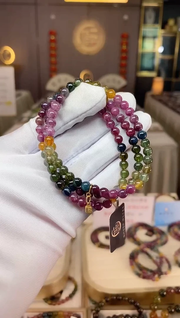 未镶嵌老矿碧玺三圈手串5mm+碧玺多样性发货一条xion