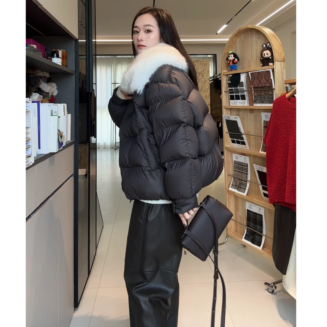 【雪顶羽绒】冬季时尚大翻领短款羽绒服1284