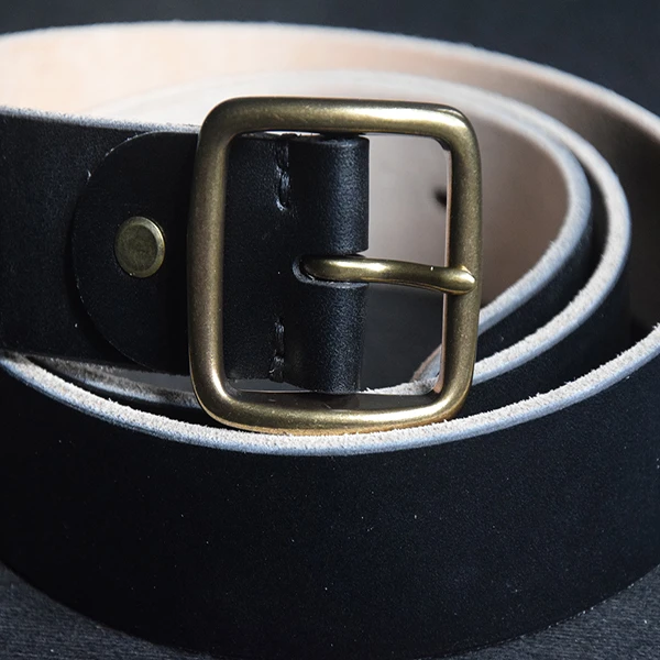 男士毛边毛底腰带头层牛皮水洗皮带百搭黑色老式简约牛仔潮流时尚