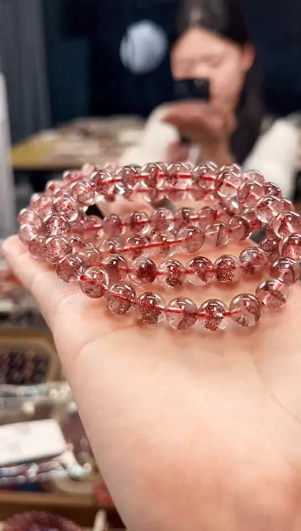 未镶嵌手串水晶金草莓超七单圈手串8mm【多样性发一】