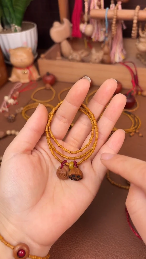 手串桃核三圈好运莲莲竹节跑环