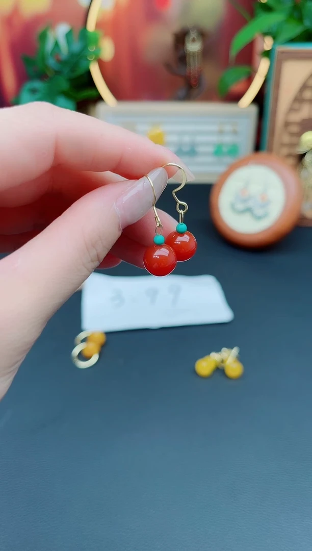 玛瑙/玉髓耳饰银S925镶嵌424000