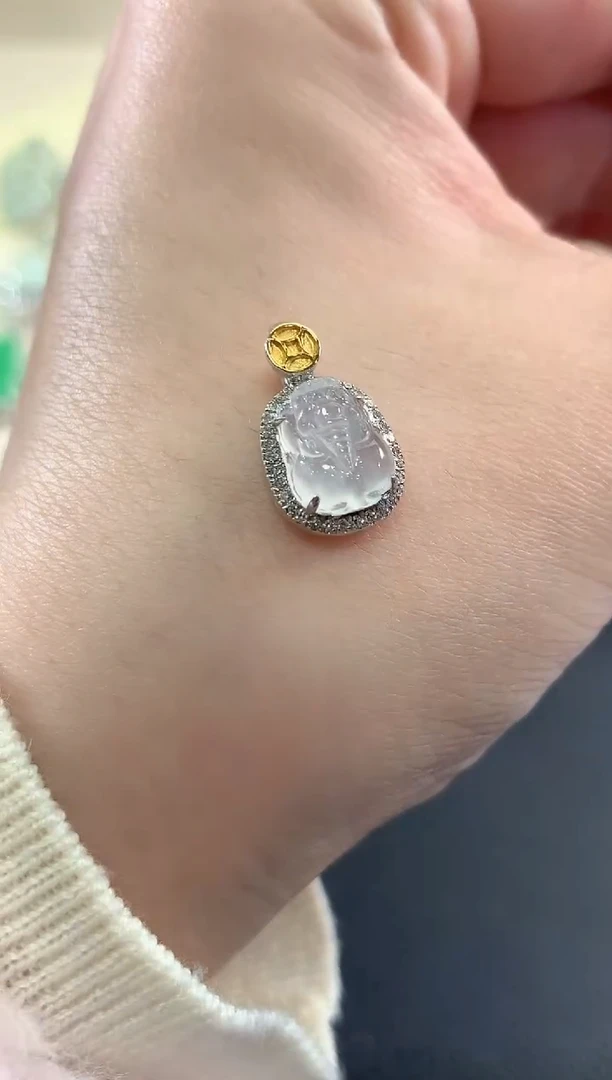 吊坠(不含链)18K金镶嵌翡翠b17
