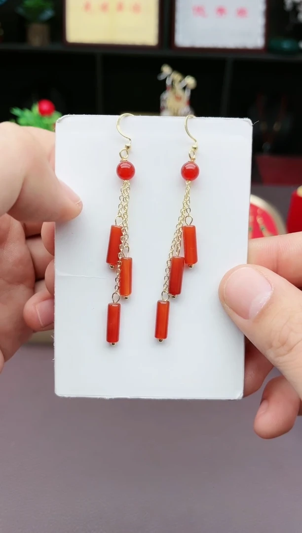 【闪购商品】南红玛瑙耳饰银S925镶嵌704000