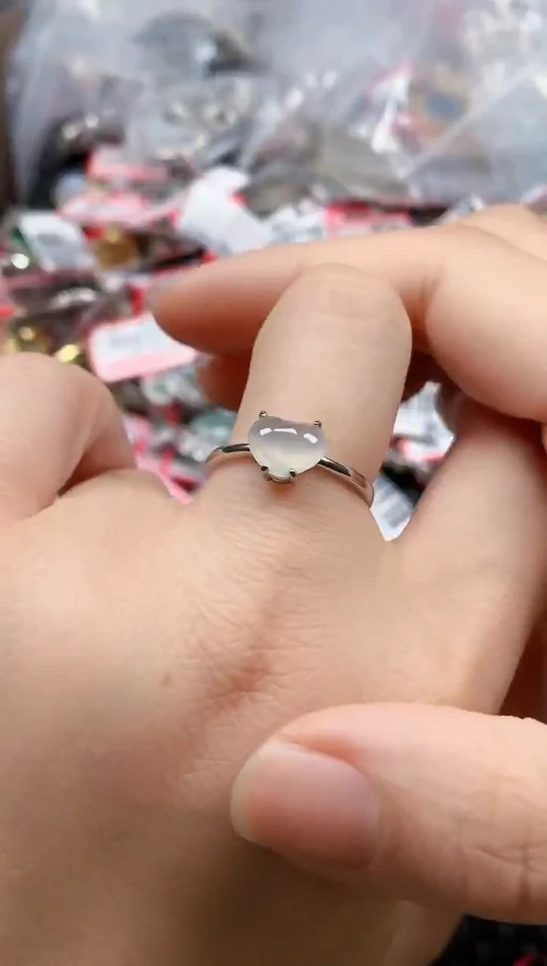 银S925镶嵌戒指翡翠天然A货缅甸翡翠