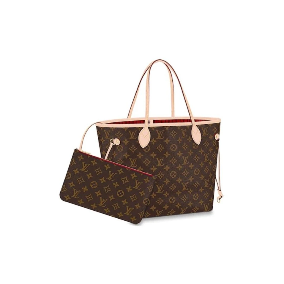 99新 LouisVuitton/路易威登 Neverfull子母购物袋红内