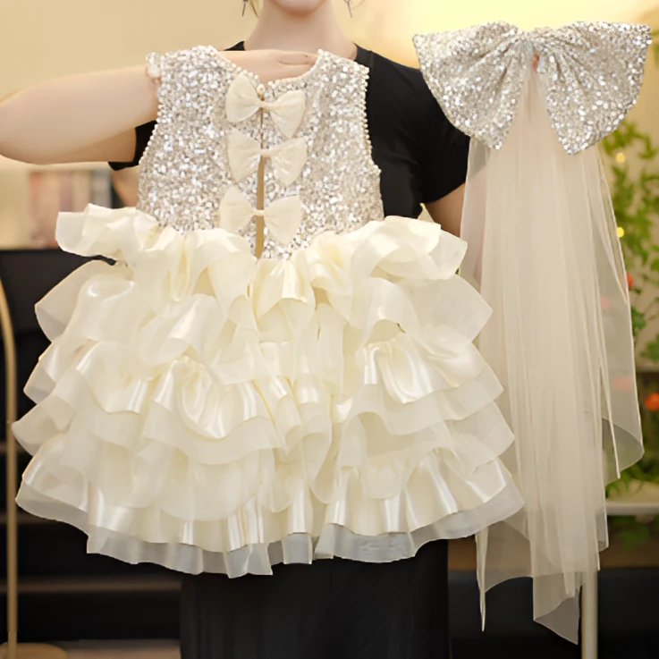 【JM糖霜星穹】2025新款夏季宴会主持人公主裙女童连衣裙轻奢礼服裙