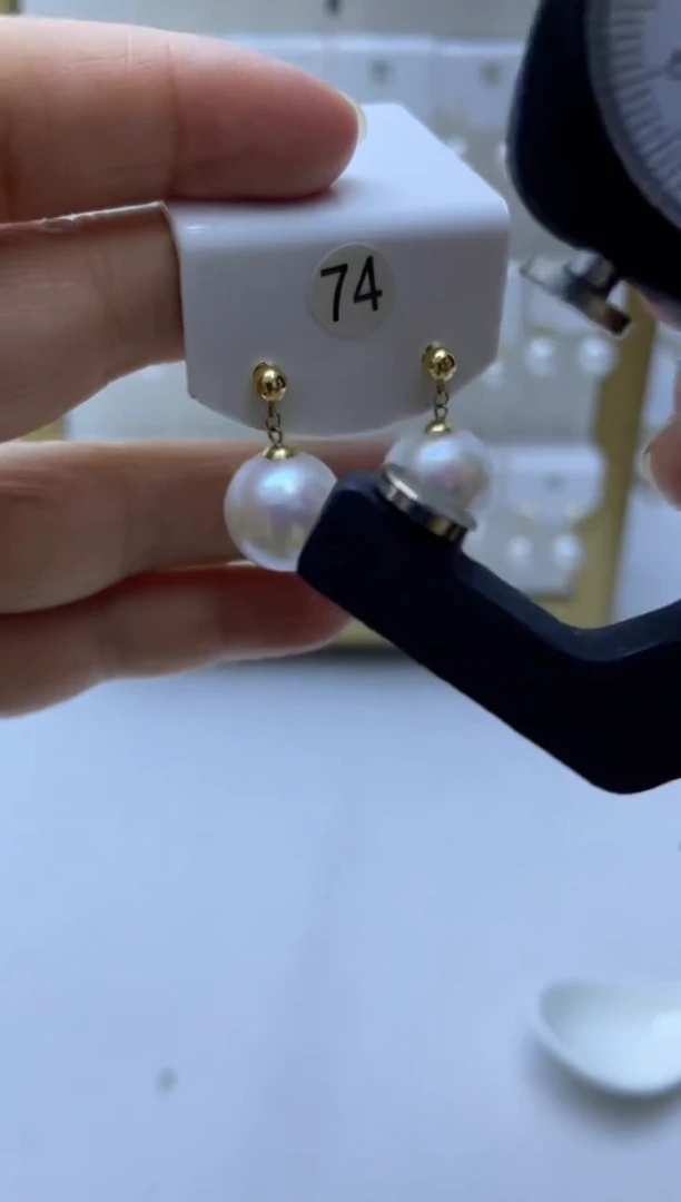 18K金镶嵌耳饰淡水珍珠74