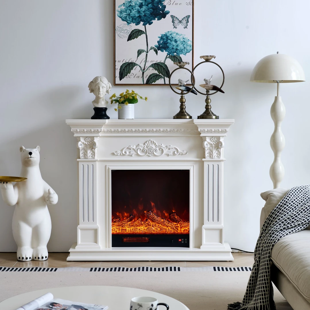 天越1.2/1.5米欧式壁炉装饰柜 美式壁炉架 仿真火电子壁炉芯家用