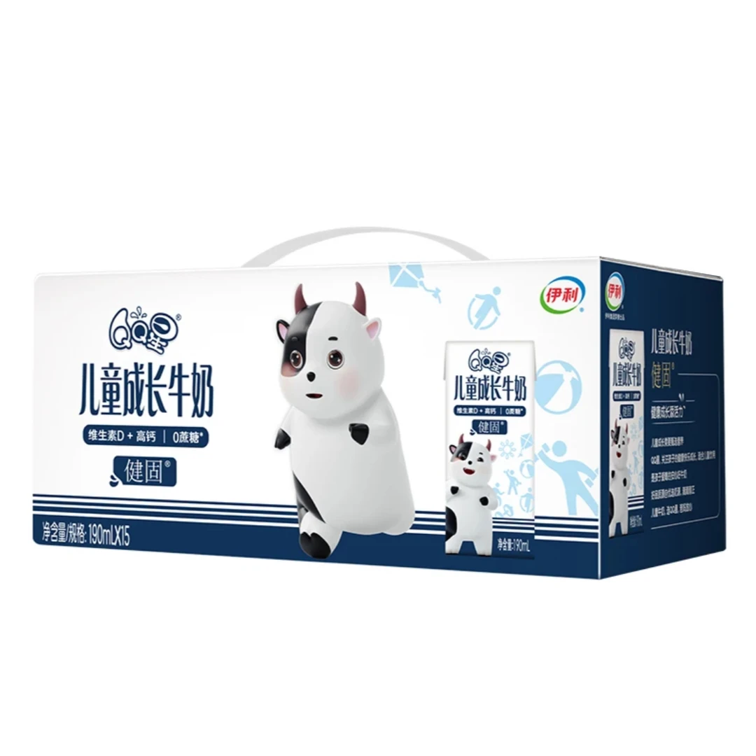 【7月产-送飞机玩具一个-京东快递次日达】伊利QQ星儿童成长牛奶-健固-190ml*15盒/箱