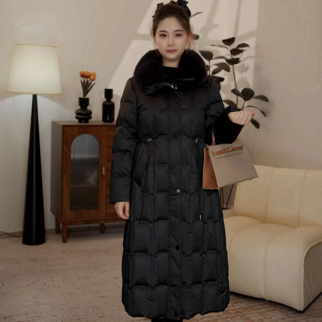 长款鹅绒服狐狸毛领女外套