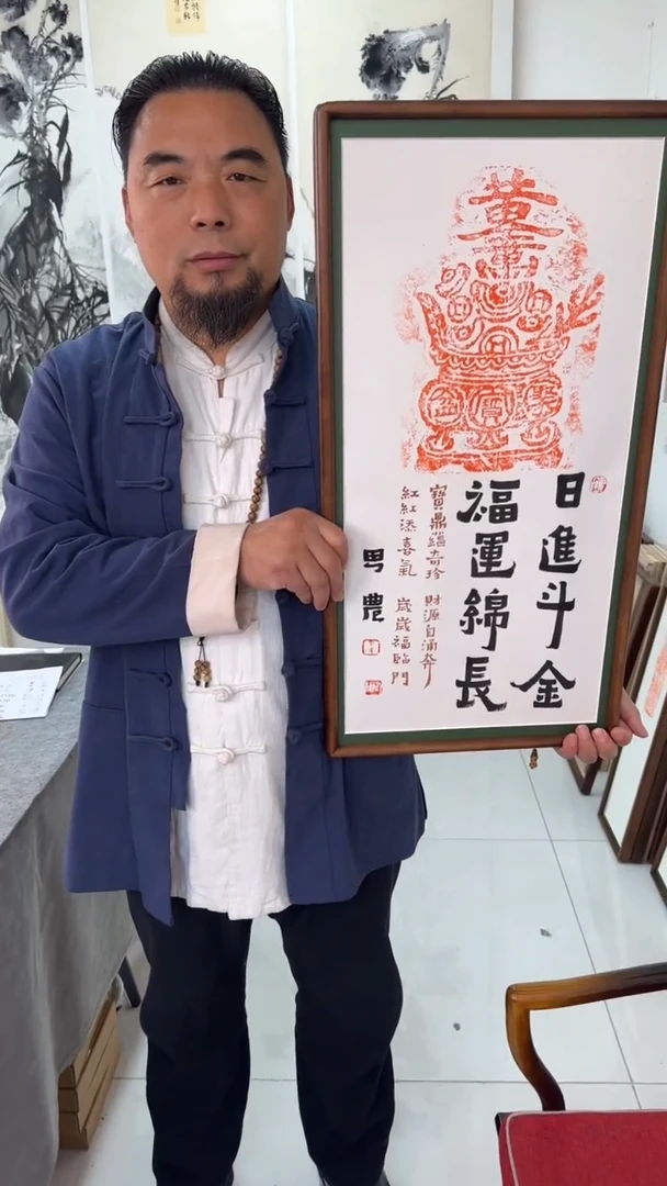 书法思农老师精品手写作品 日进斗jin 35*68书法拓片带框