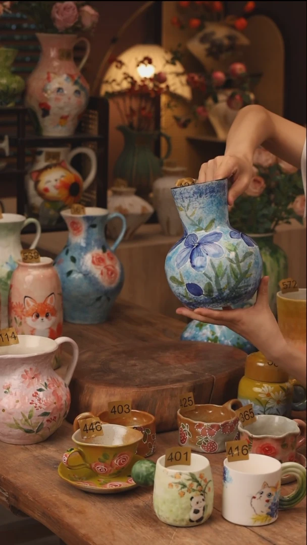 陶瓷景德镇设计师手作花器摆件侘寂风431