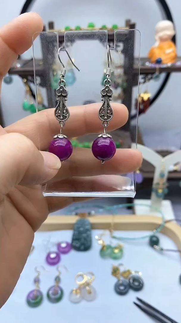 苏纪石（舒俱来）银S925镶嵌耳钉118