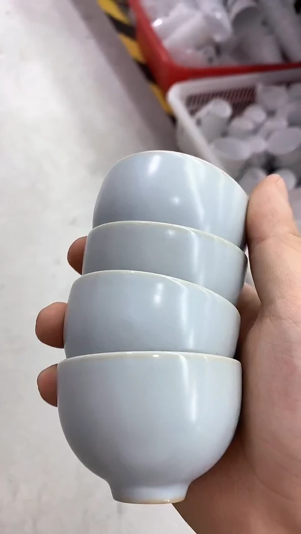 瓷片4个杯子C-195陶瓷茶具茶器