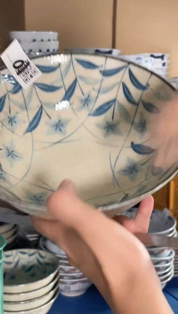 瓷片黄泥桔梗反口大碗 微瑕