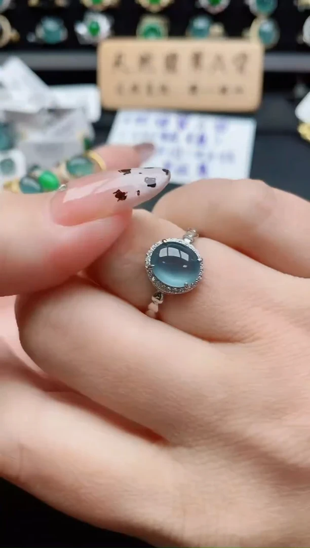 银S925镶嵌戒指翡翠1