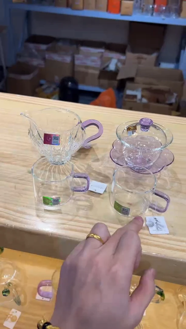 禾器-倾川茶海-浅紫色+咏荷盖碗浅紫+++