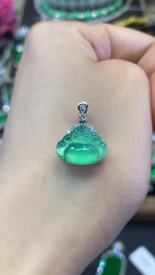 吊坠(不含链)18K金镶嵌翡翠C115