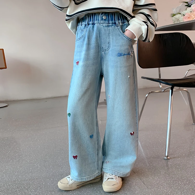 2025春蝴蝶结刺绣钉珠牛仔裤 D252 252 R