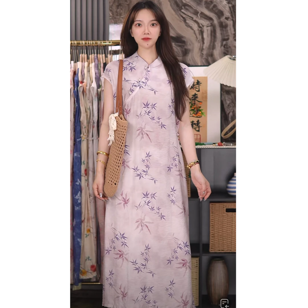 【依然】A148（紫竹林）新中式国风夏季宽松印花无袖女款连衣裙