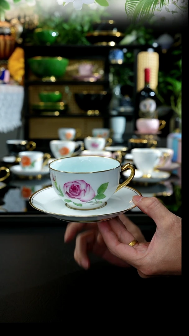 手工手绘玫瑰咖啡杯，，，，，，