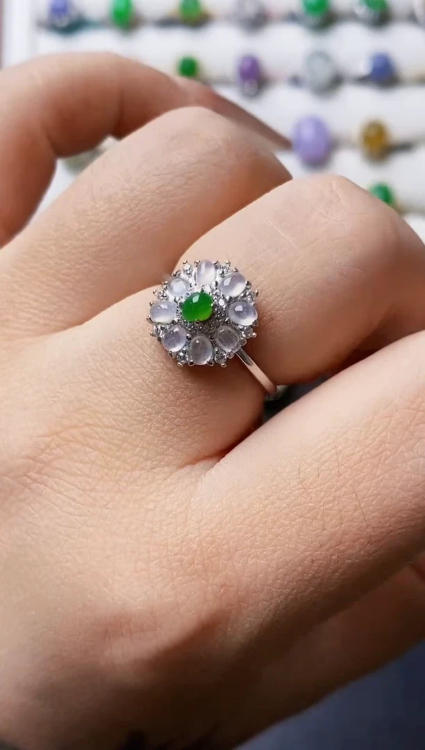 银S925镶嵌戒指翡翠0072