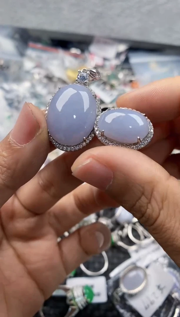 银S925镶嵌戒指翡翠10-10-10       2