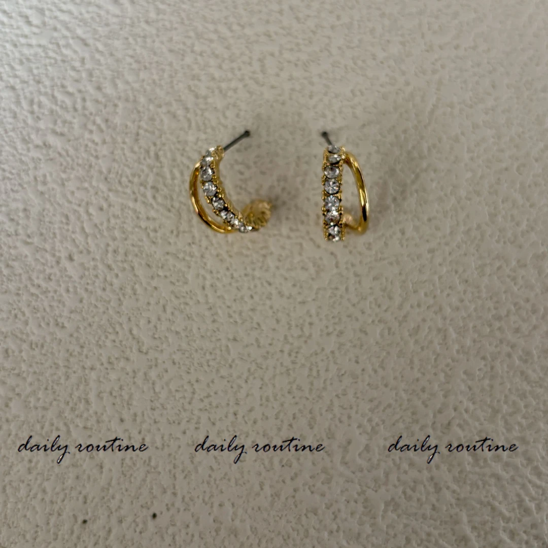 合金耳饰 【韩产】【新品】超大气的韩系精致感双层C圈耳饰通勤气质