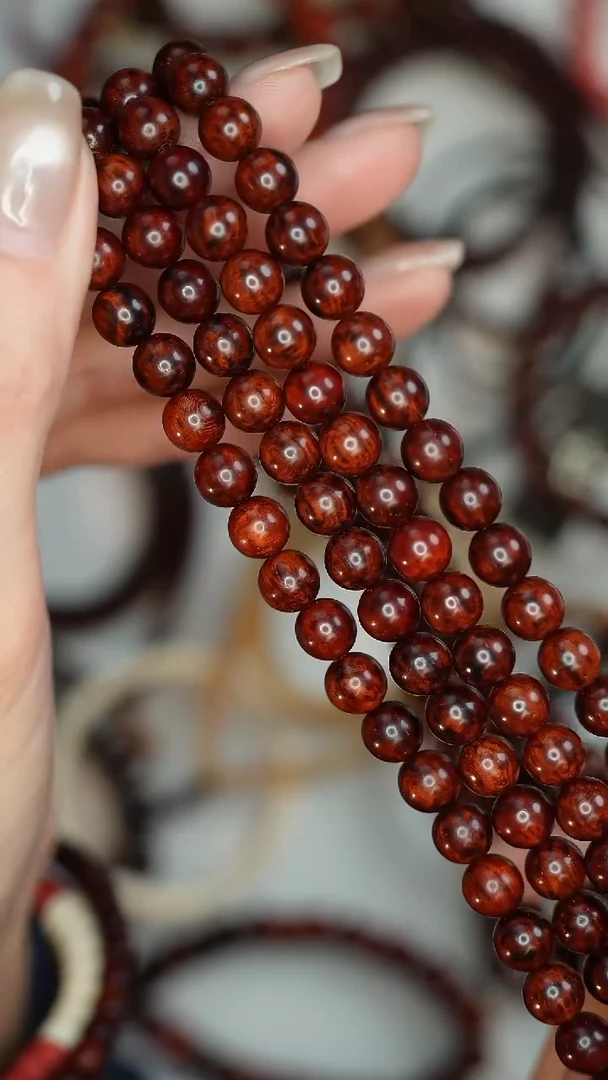 黄花梨/降香黄檀手串/手链海南红降圆珠7*108颗