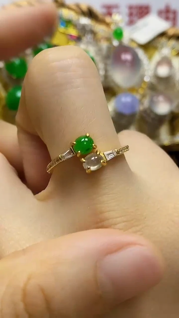 银S925镶嵌戒指翡翠/2525