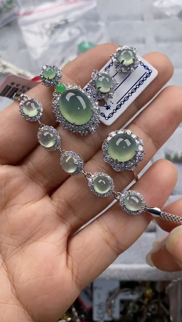 银S925镶嵌戒指翡翠333---1