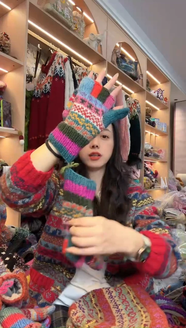 羊毛陈*琳百羊毛五指手套990