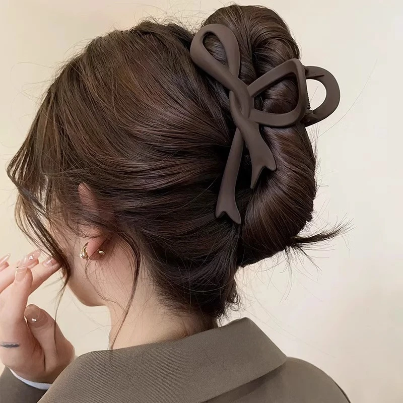 飘带磨砂蝴蝶抓夹发夹女新款蝴蝶结春夏发卡鲨鱼夹大号气质饰品