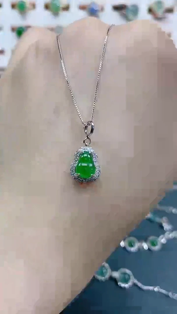 颈饰银S925镶嵌翡翠天然翡翠