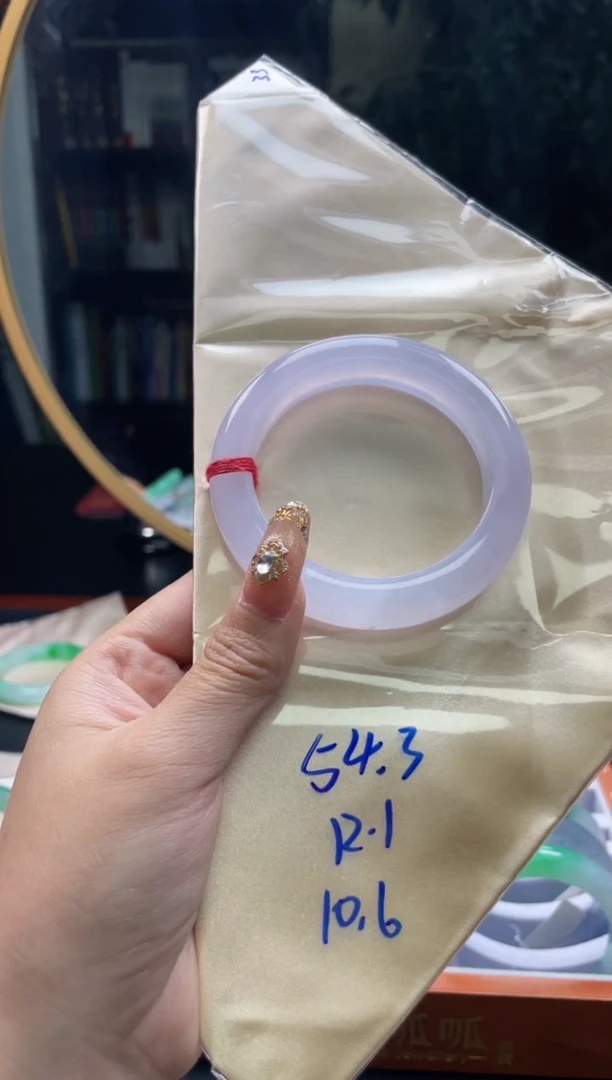 未镶嵌手镯翡翠【顶呱呱珠宝】天然缅甸A货翡翠手镯54.3正圈有色点
