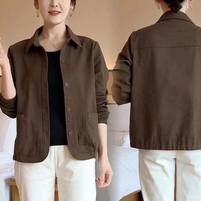 春季2025新款时尚短款外套女C洋气减龄女装休闲宽松纯色长袖开衫