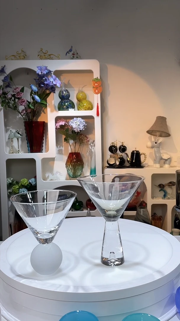 【闪购商品】水晶玻璃1高1矮实心底甜品杯