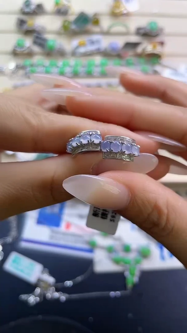 银S925镶嵌戒指翡翠翡翠 蛋面 银S925镶嵌