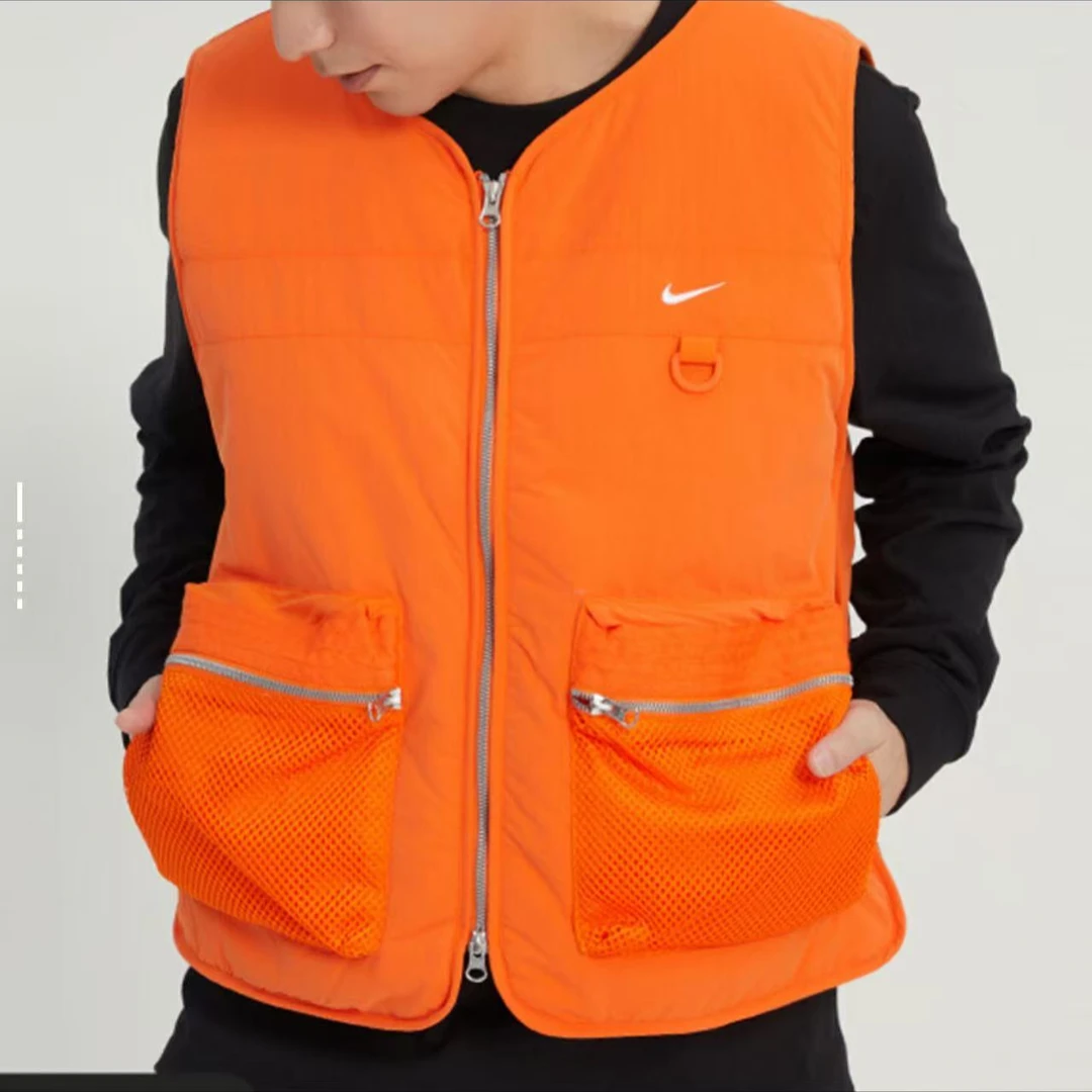 Nike 数字印花V领拉链无袖马甲男款橙色DV9494-819 TB
