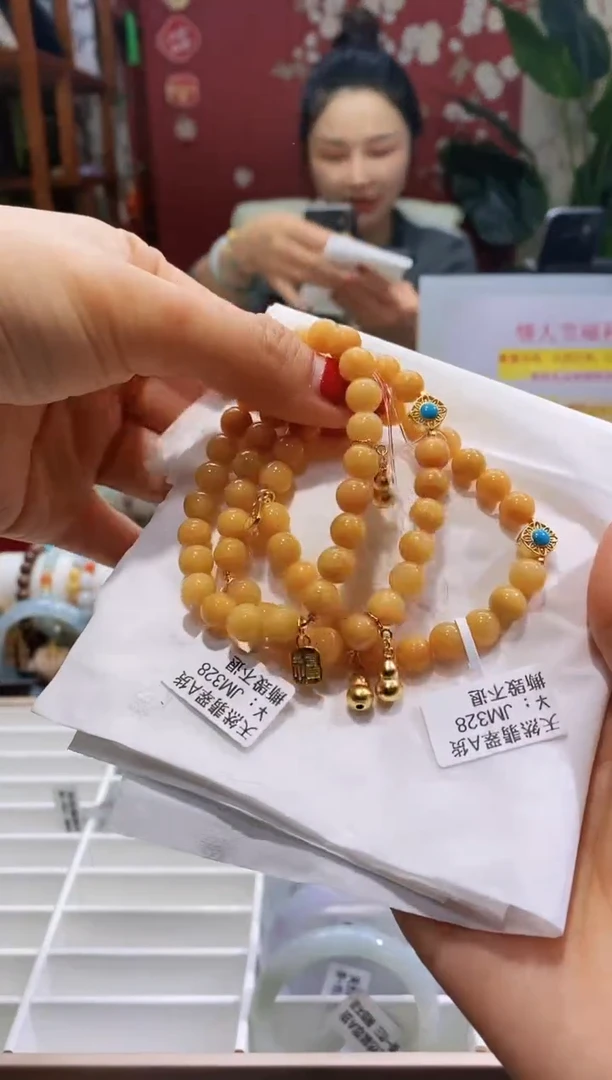 【闪购商品】翡翠手串银S925镶嵌18黄翡葫芦福牌*多样性发其一