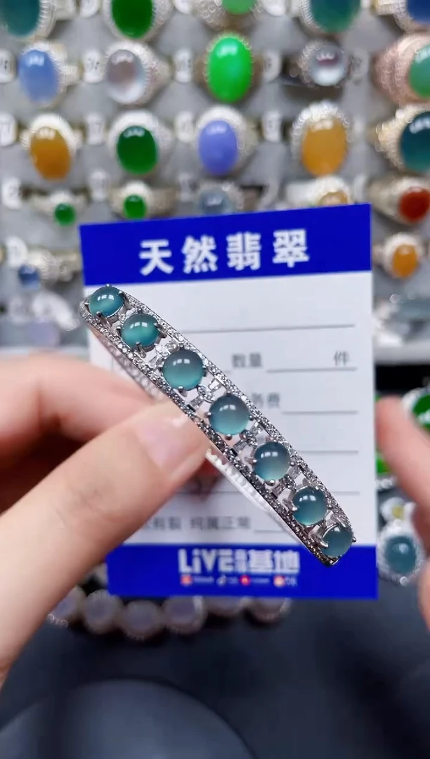 银S925镶嵌手镯翡翠153