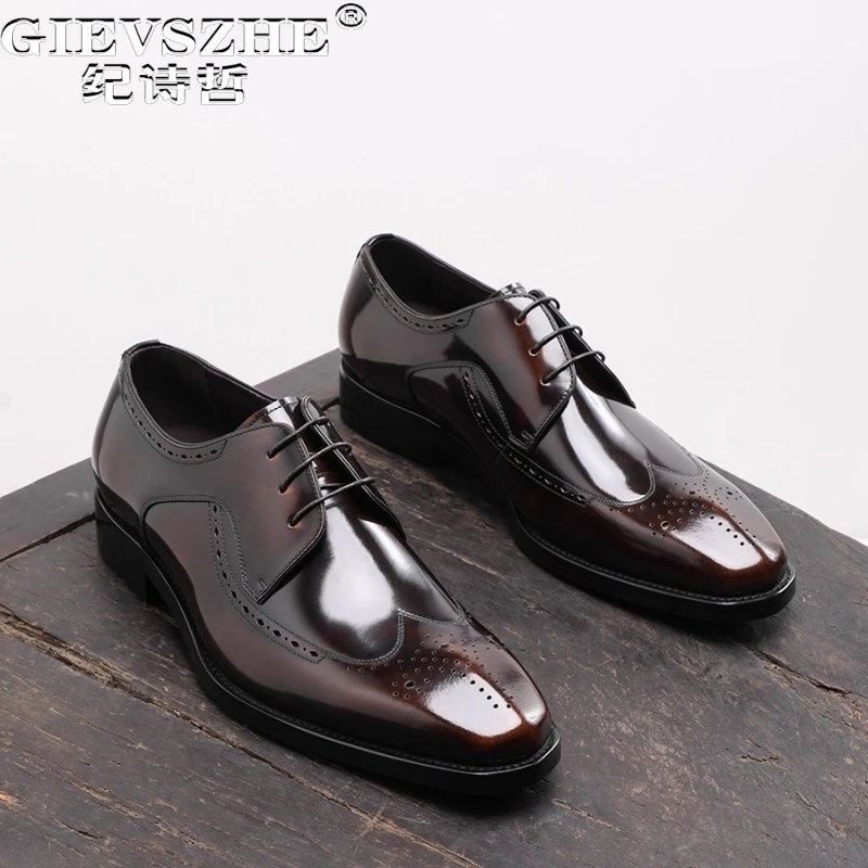 纪诗哲男鞋时尚正装商务德比鞋布洛克雕花结婚新郎鞋透气英伦皮鞋