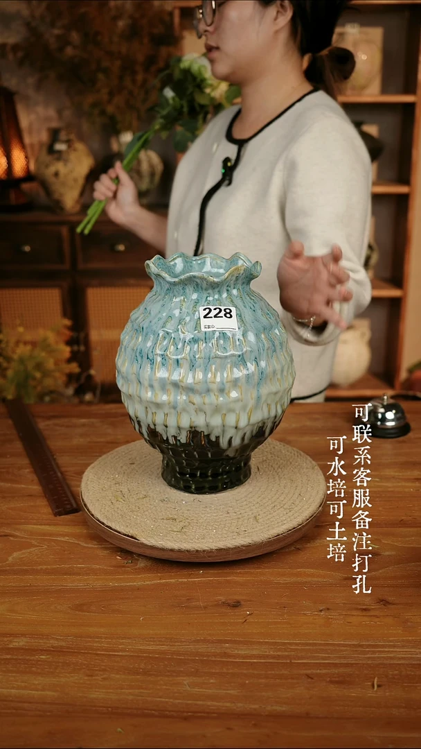 摆件陶228异形菱形大肚瓶可水培可土培