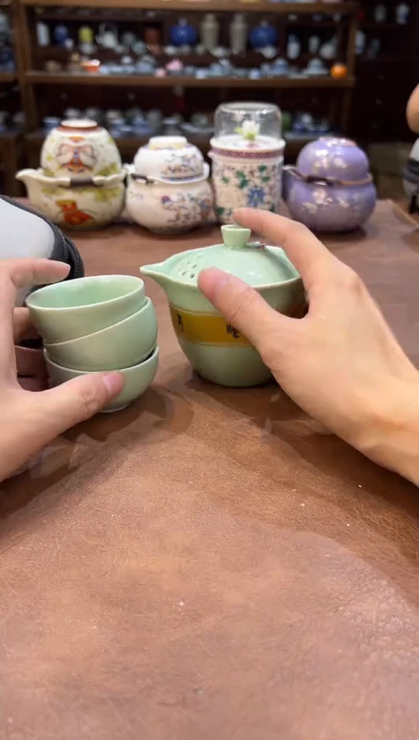 真的很便宜超好看会开片的旅行茶具