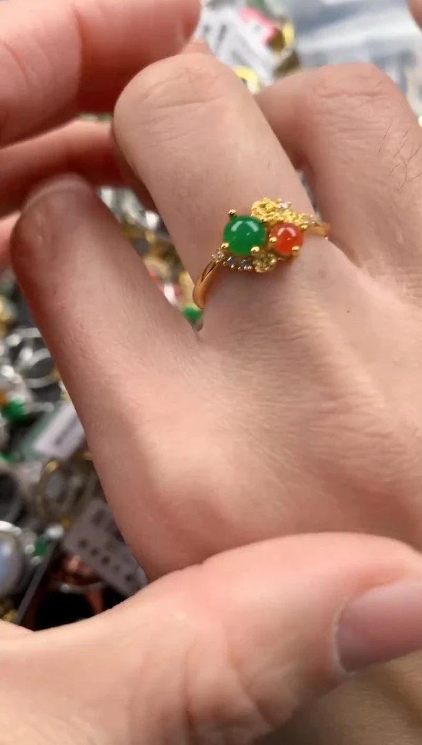 银S925镶嵌戒指翡翠333   1